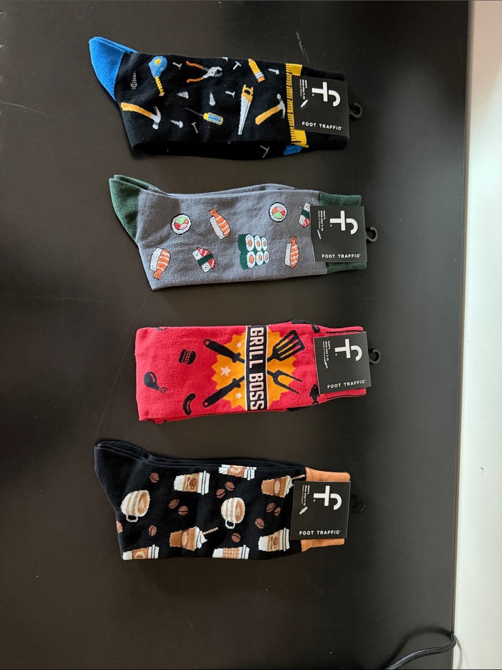 Traffic Men's Assorted Novelty Crew Socks - Red, Black, Gray, Blue, Green